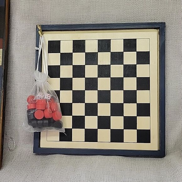 Mini Wooden board games.Parchisi, backgammon, checkers, pick up sticks, Wahoo - Picture 9 of 13